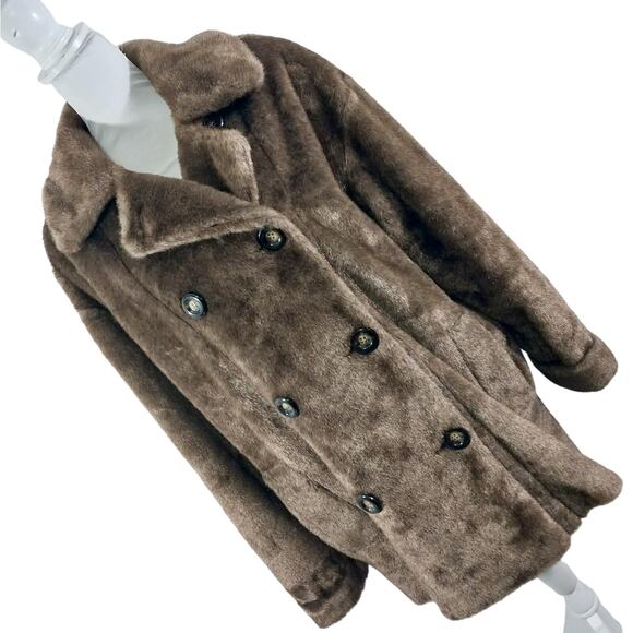 JONES NEW YORK! OMBRE TAUPE BROWN LUXURIOUS FAUX MINK FUR COAT, JACKET! SZ M - Picture 1 of 10